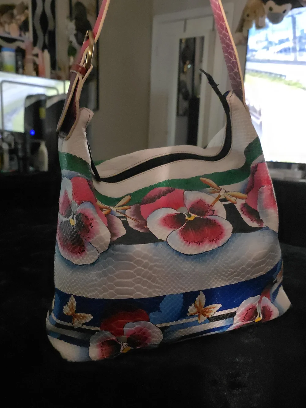 Sharif Floral Shoulder Bag in Pink, Blue, White and Green